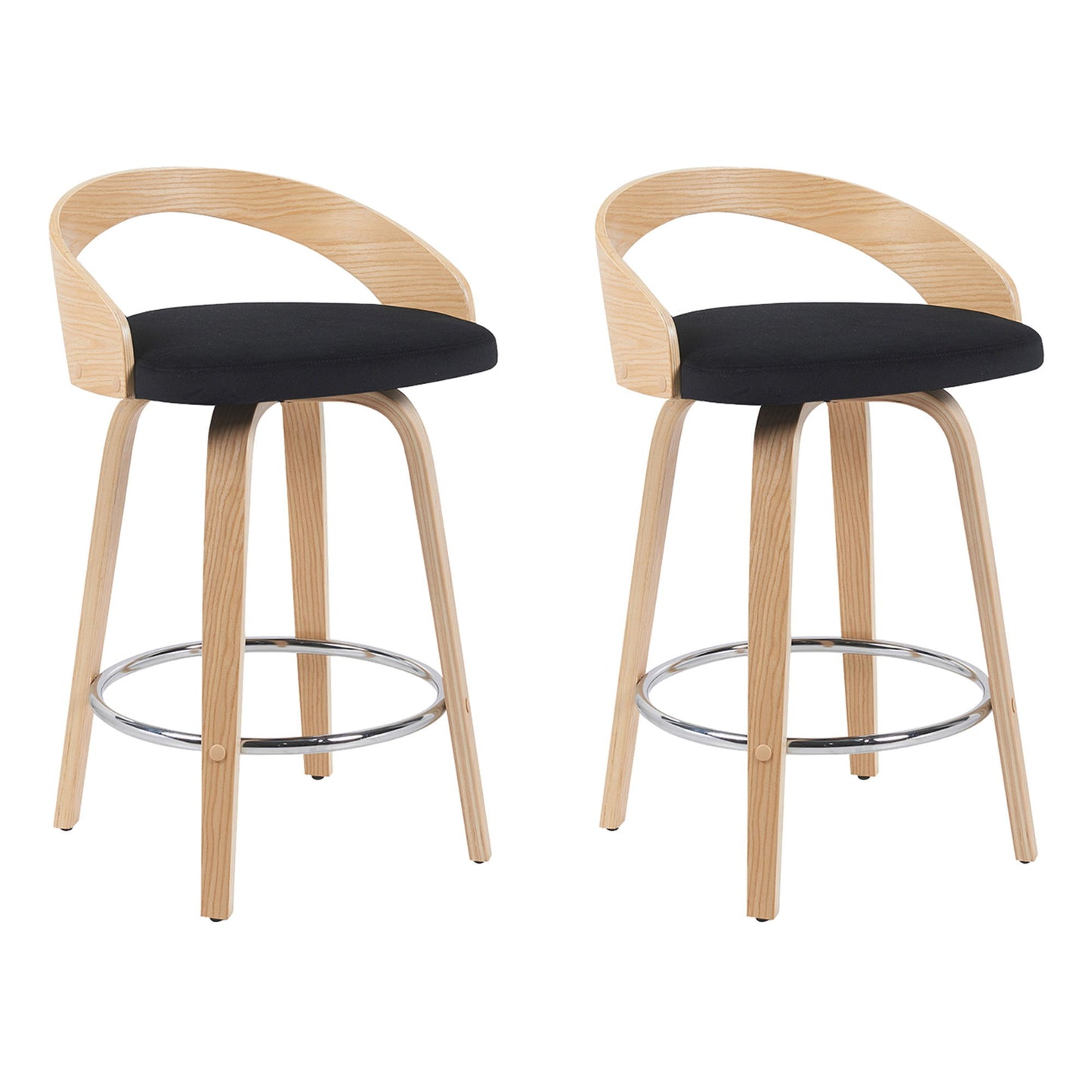 Sonia - Modern Swivel Counter Height Bar Stool - Patterned Oak Wood Finish