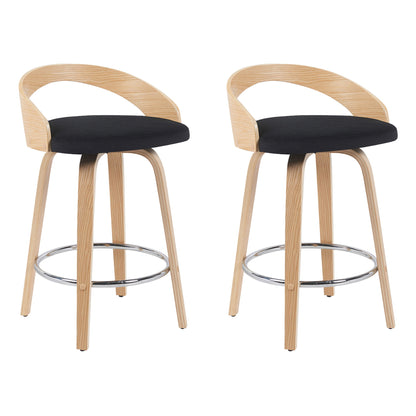 Sonia - Modern Swivel Counter Height Bar Stool - Patterned Oak Wood Finish