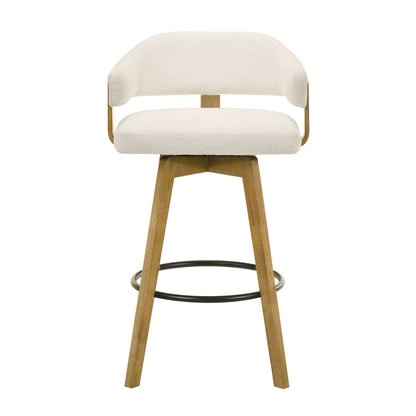 Callah - Contemporary Natural Wood Bar Height Kitchen Bar Stool