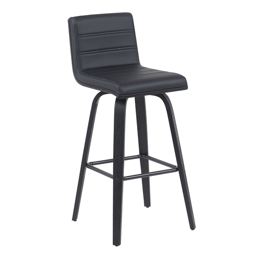 Vienna - Modern Swivel Bar Height Stool - Black Brushed Wood Frame