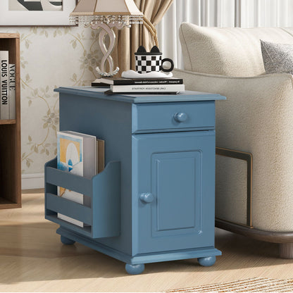 Vintage Flip Top Side Table With USB Ports