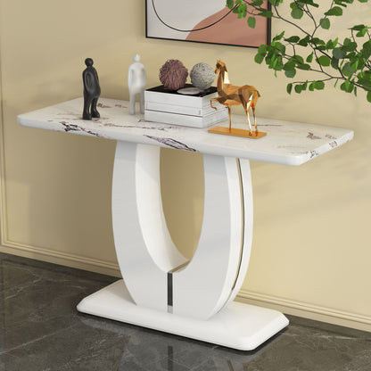 Modern Simple Glossy Rectangular Counter Bar Table For Living Room Bedroom Office Bathroom - White