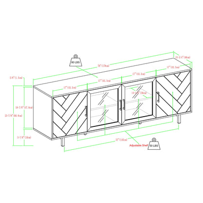Modern Scandinavian 4 Door Herringbone 70" TV Stand For TVs Up To 80"