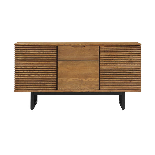 Aldo - Sideboard Buffet Cabinet With Metal Legs - Brown Oak / Black
