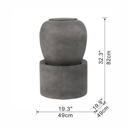 Heavy Outdoor Cement Fountain Antique, Cute Unique Urn Design Water Feature For Home Garden