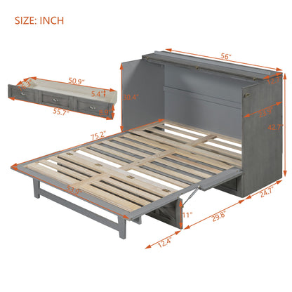 Murphy Bed With Large Drawers And USB Ports