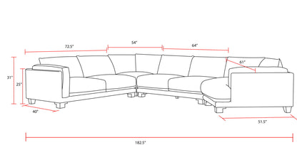 Escape - 4 Piece Modular Sectional - Mirage Mist
