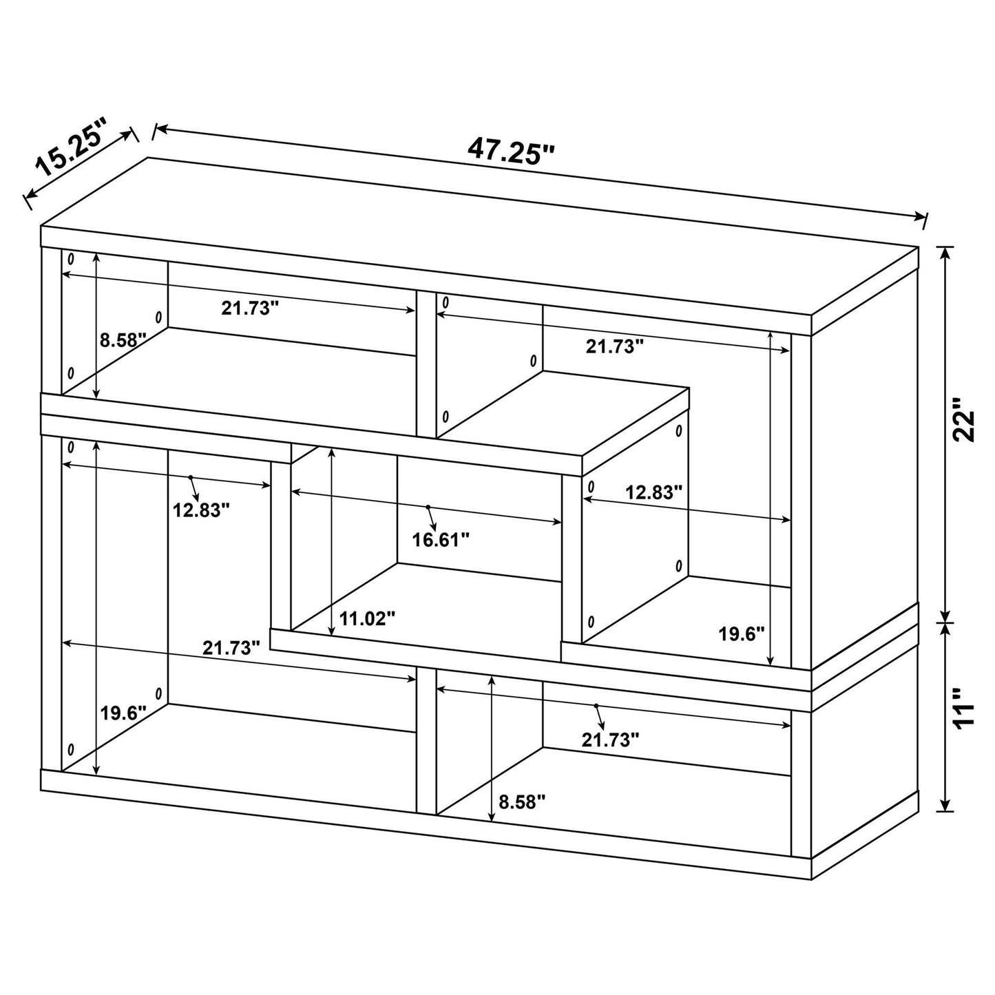 Convertable L-Shaped Bookcase With Open Shelves - White