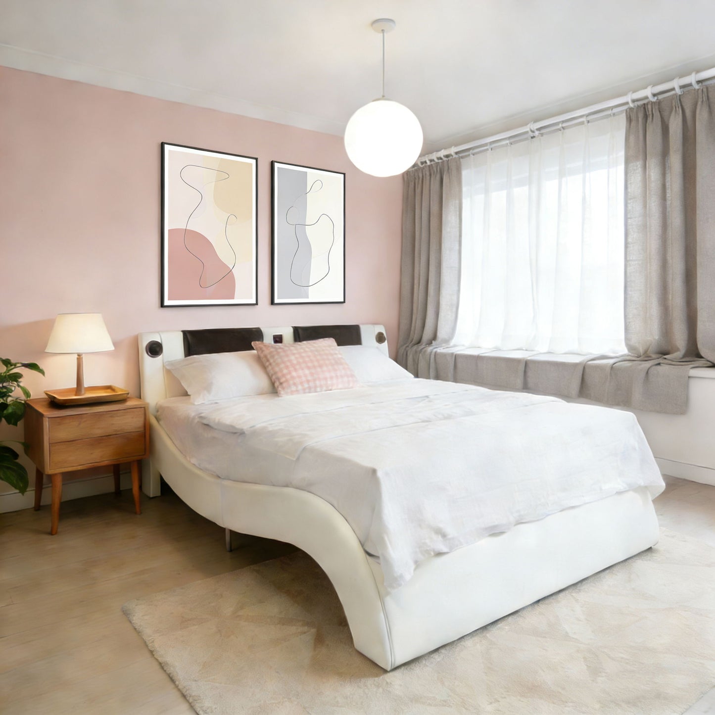 Platform Bed Frame With LED Lighting, tooth Music, Vibration Massage