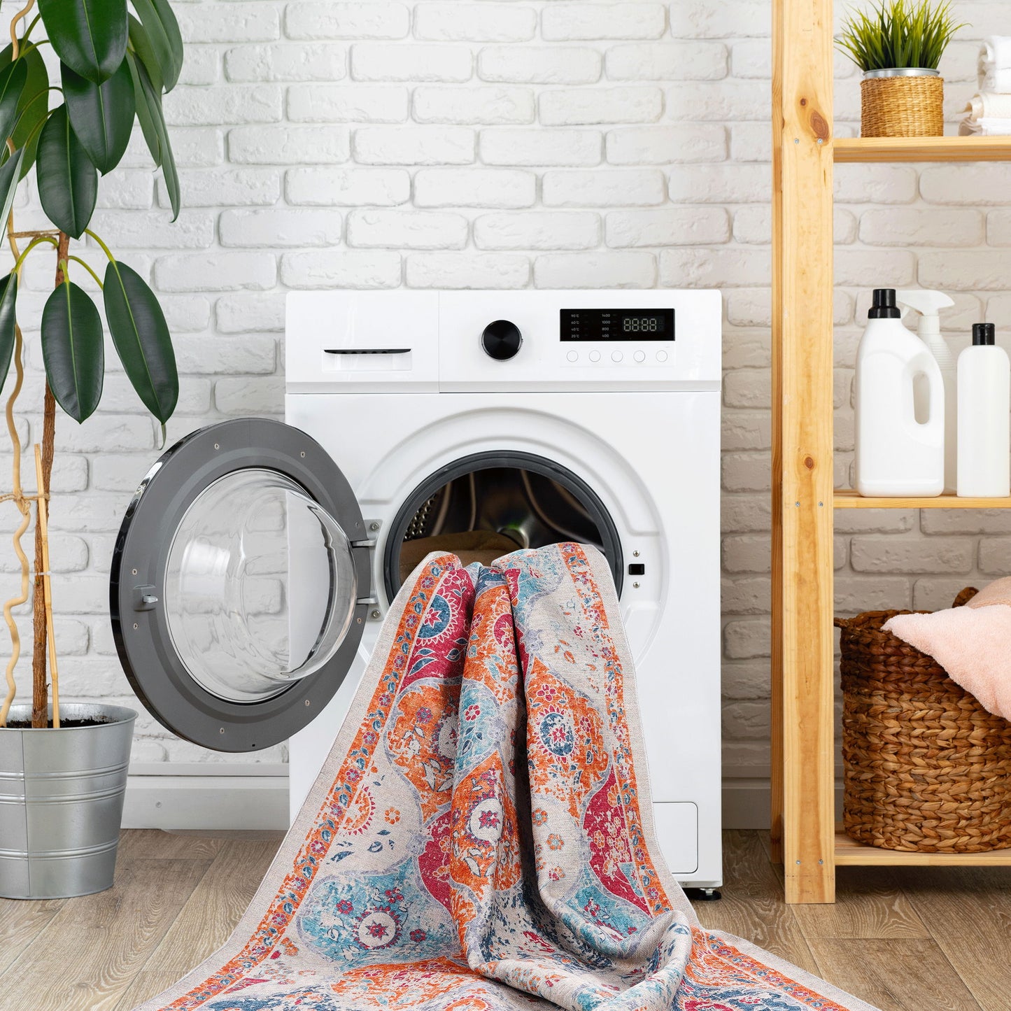 Maval - 8' X 10' Washable Area Rug - Cream