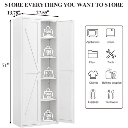Adjustable 2 Door Storage Cabinet With Adjustable Shelves
