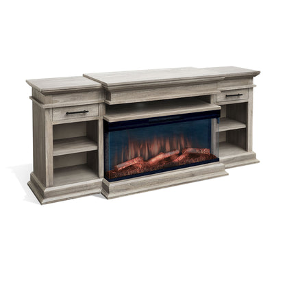 72" Media Console With Panoramic Electric Fireplace - Wheat