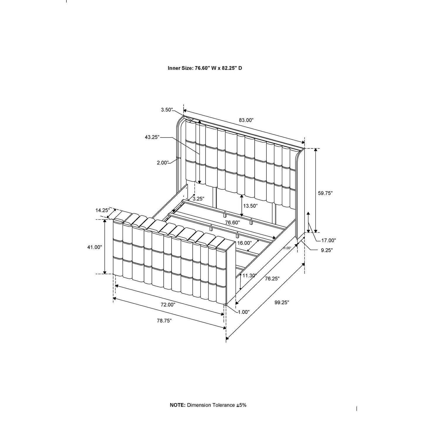 Isaiah - Bed With TV Lift-LED Speakers And Fireplace