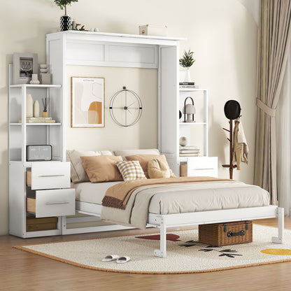 Murphy Wall Bed With Shelves, Drawers And LED Lights