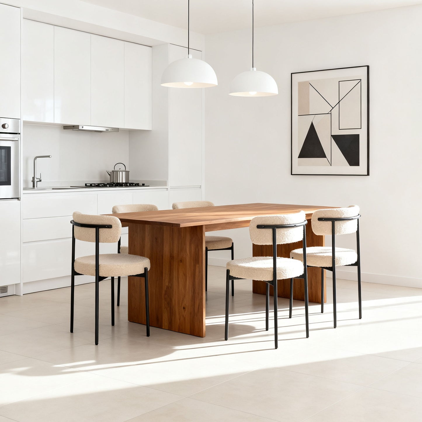 Medieval - Curved Back Kitchen Dining Chairs (Set of 4) - Beige