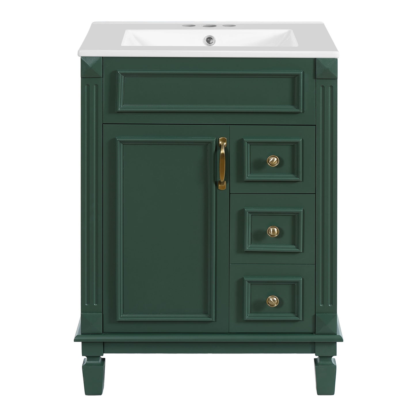 Bathroom Vanity With Sink, Compact Cabinet & 2 Drawers And Adjustable Shelf