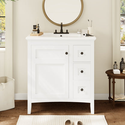 Modern Bathroom Vanity With Sink, 3 Drawer Storage Cabinet