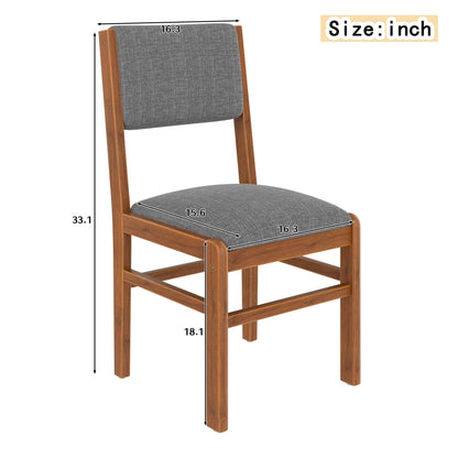 Dining Chairs (Set of 4), Mid Century Modern Fabric Upholstered Kitchen Side Chairs, Farmhouse Dining Room Chair - Brown / Gray
