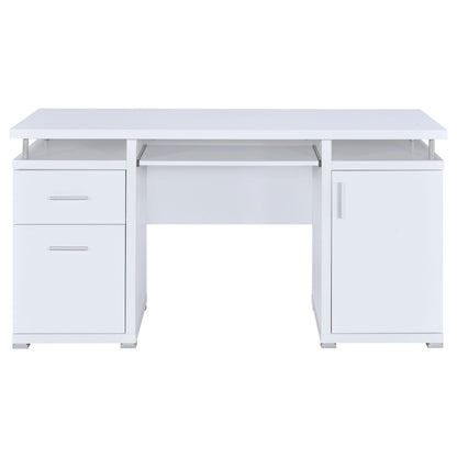 Modern Office Computer Desk With 2 Drawers, Adjustable Shelf, Slide Out Keyboard Tray
