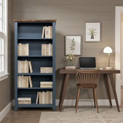 5 Shelf Bookcase - Blue Denim / Whiskey