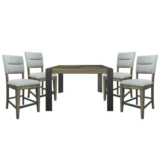 Cedar Fork - 54" Dining Square Counter Table With 4 Counter Stools - Smoked Arabica