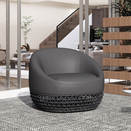 Willow - Upholstered Patio Deep Seating Armchair, Wicker Frame