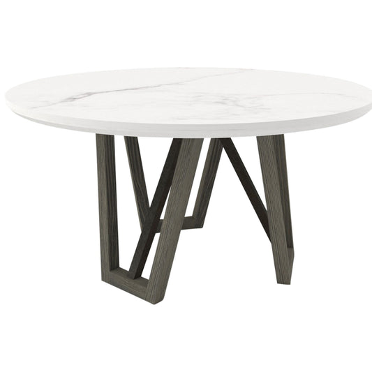 Pure Modern - 54" Dining Round Table With Wood Base - Moonstone