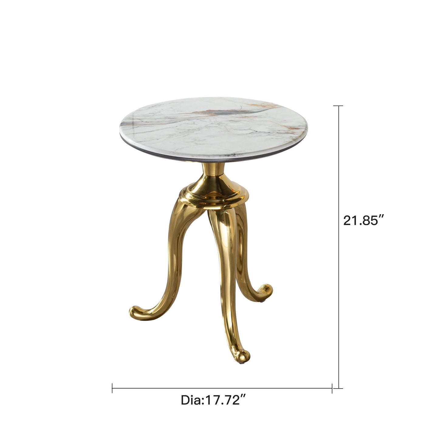 Modern Small Coffee Table With Microcrystalline Stone Top And Carbon Steel Legs - Gold