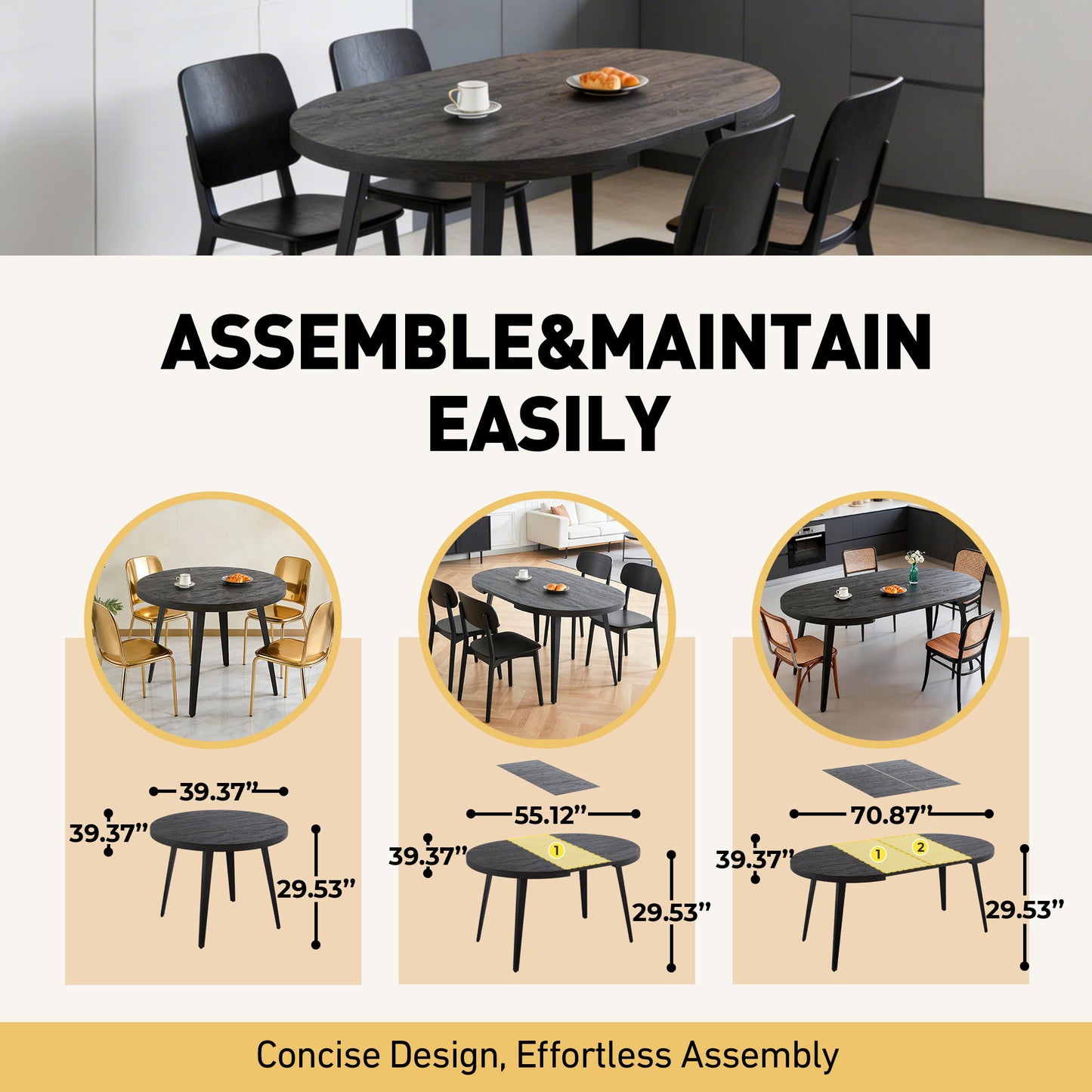 Extendable Dining Table - Black
