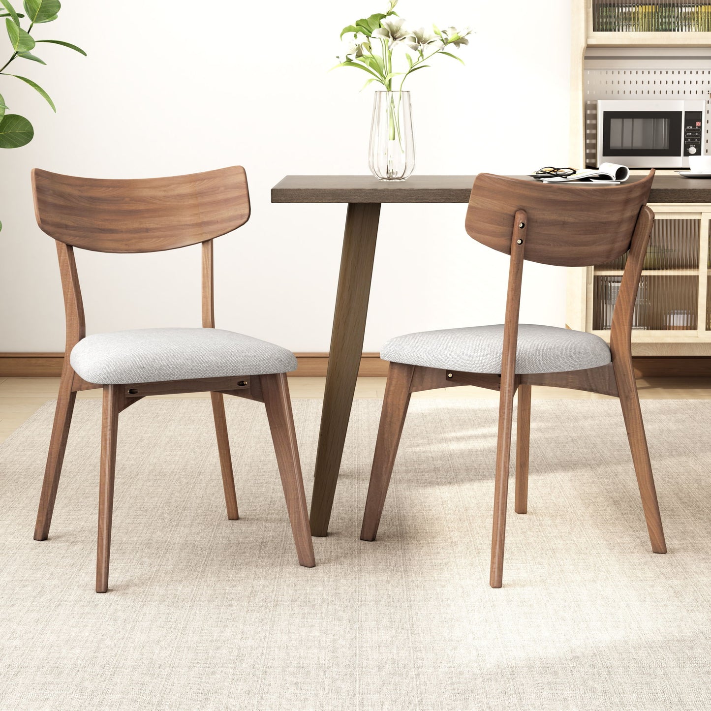 7 Piece Dining Set With Upholstered Chairs And Wood Table