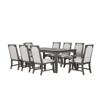 Lisbon - 7 Piece Dining Room Set (Rectangle Dining Table With 4 Chairs & 2 Arms Chairs) - Dark Gray / Gray