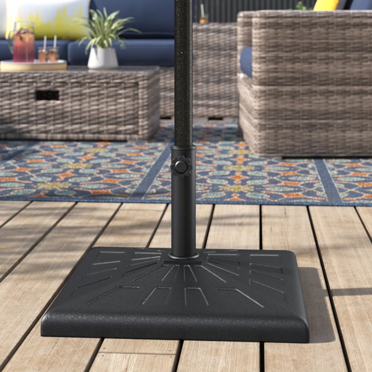 42 Pound Square Resin Umbrella Base - Black