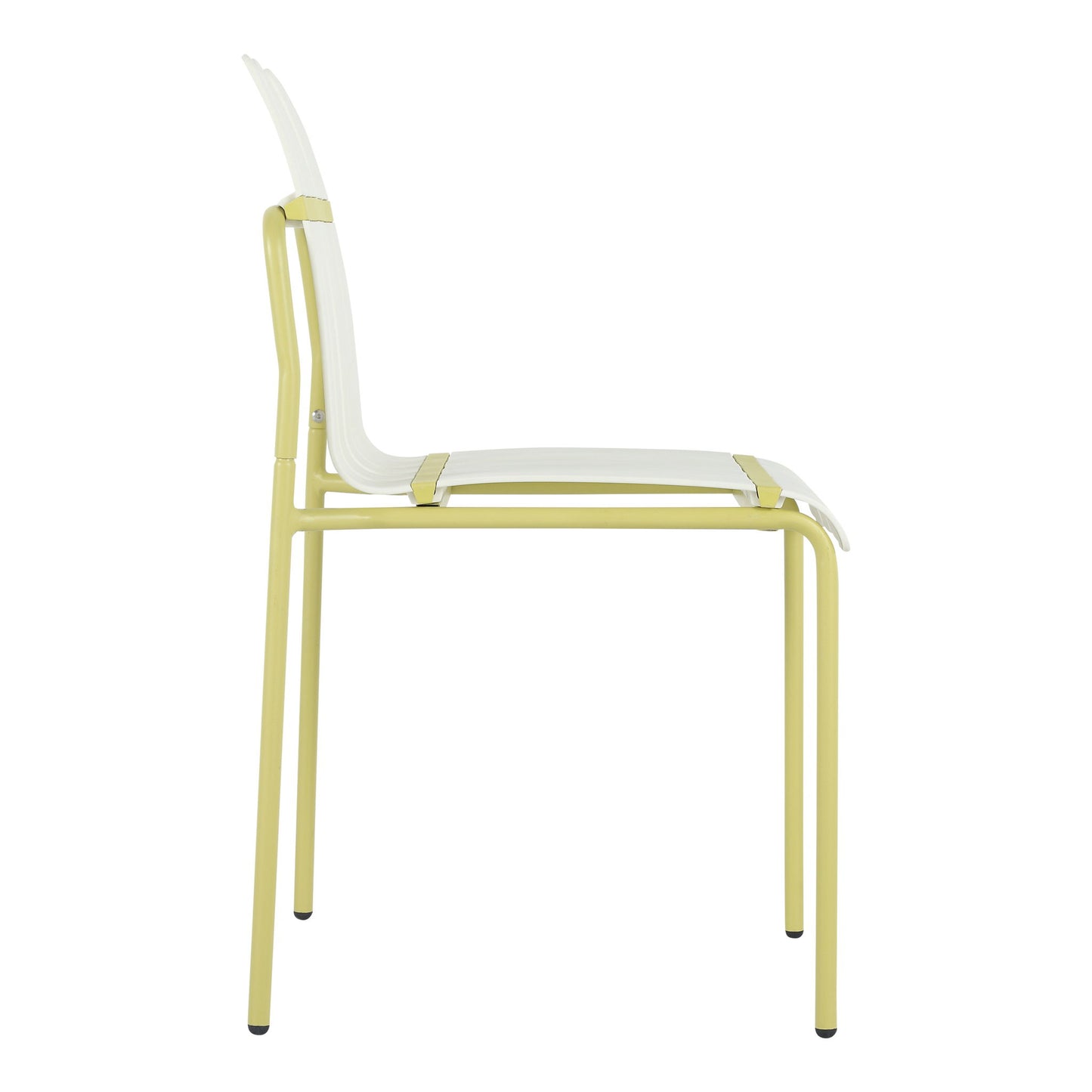4 Piece Set Of Modern Color Block Designed Single Chairs, UV Resistant And Rust Proof - Grain Yellow / White