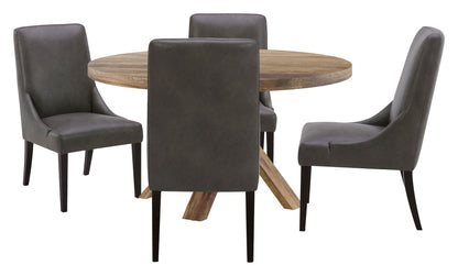 Crossings - Downtown Round Dining Table With 4 Upholstered Chairs - Amber & Dark Gray