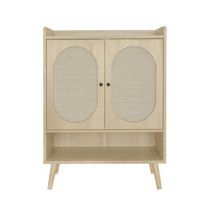 2 Door Shoe Rack, Freestanding, Modern Shoe Storage Cabinet, For Entryway - Natural