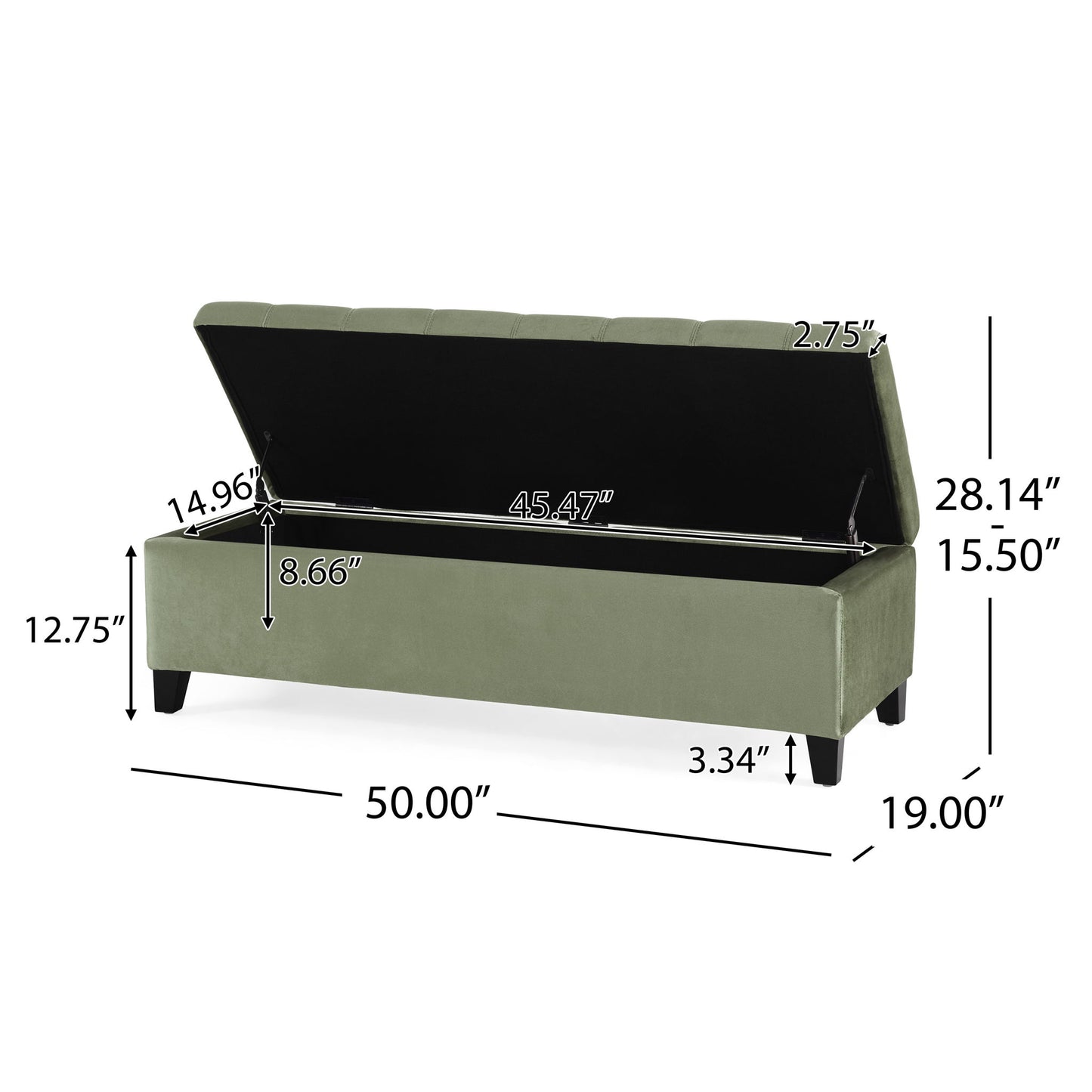 Wendover - Elegant Velvet Tufted Storage Bench With Lift-Up Top And Birch Wood Legs