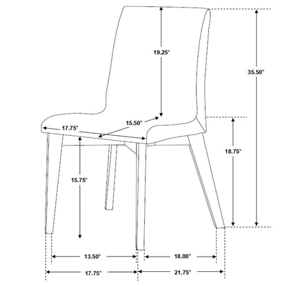 Dining Room Side Chair Set With Sleek Curves And 2 Tone Upholstery - Brown / Gray