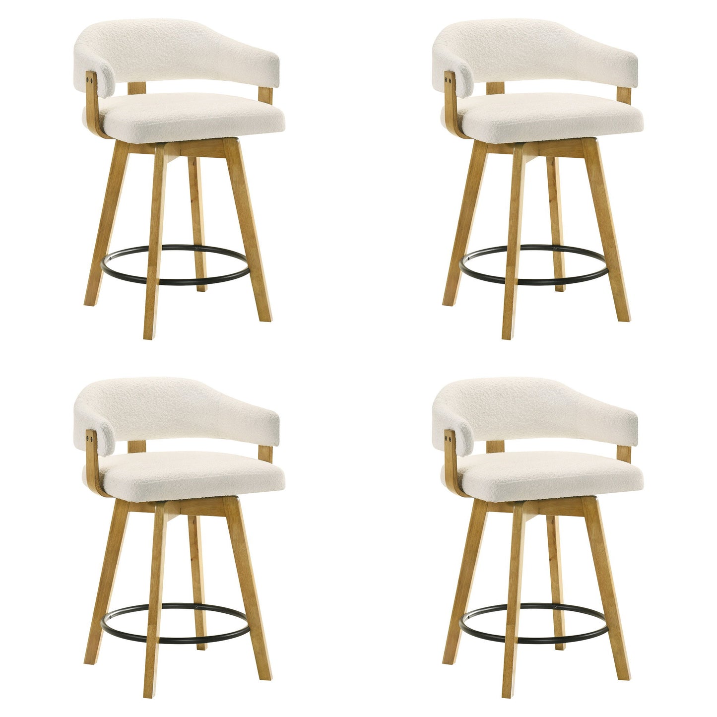 Callah - Contemporary Natural Wood Counter Height Kitchen Bar Stool