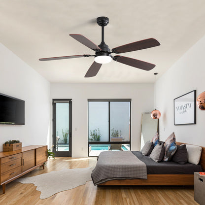Ceiling Fan With LED Light, 6 Speed Wind, 5 Blades, Remote Control DC Motor
