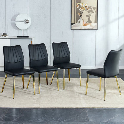 Medieval Modern Dining Chairs With Cushions And Metal Legs Material (Set of 4) - Black