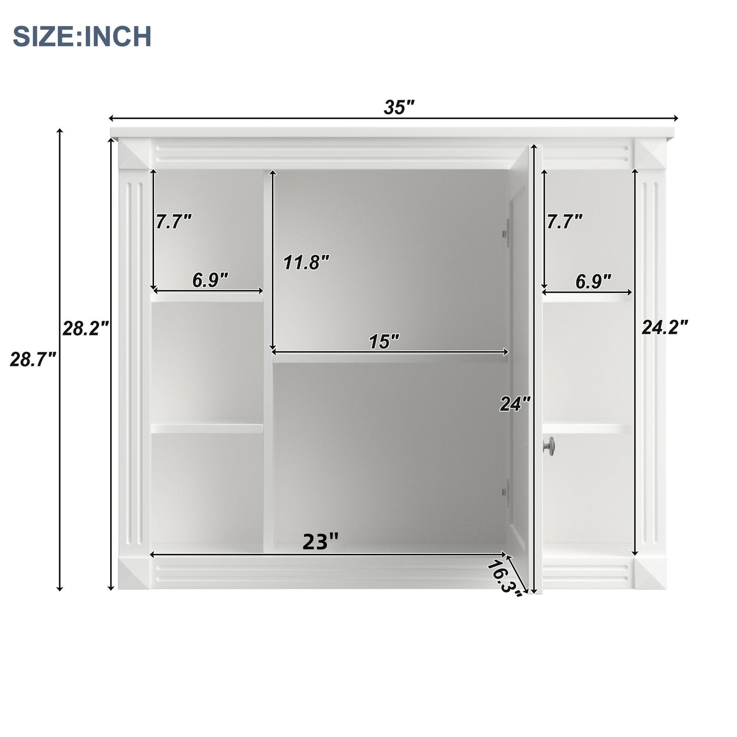 Wall Mounted Bathroom Storage Cabinet With Mirror, Cabinet With 6 Open Shelves And Adjustable Interior