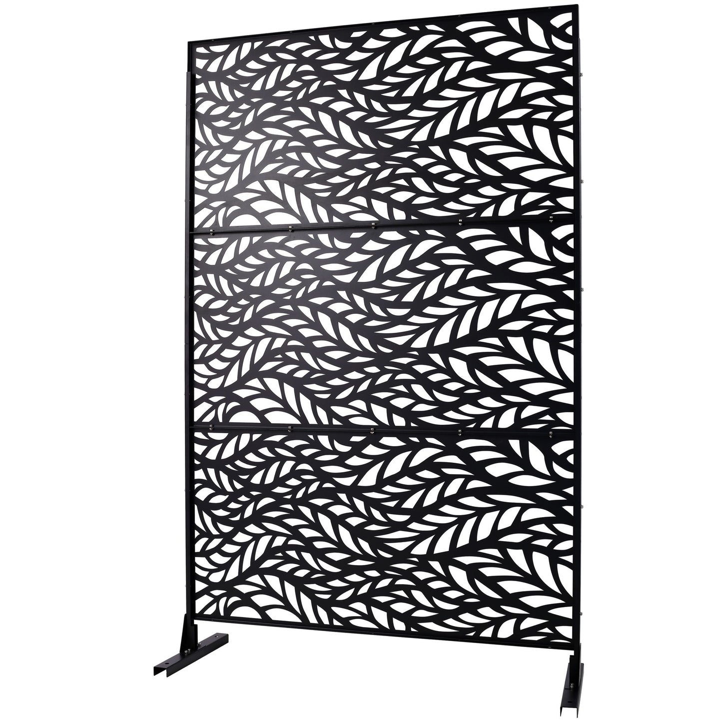 Outdoor & Indoor Privacy Screen Metal Privacy Screen, Freestanding Decorative Privacy Screen For Deck Balcony Patio - Black