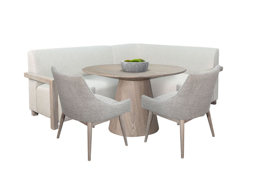 4-Piece Upholstered Dining Set (Bench, Table, 2 Lowback Chairs) - Wheat