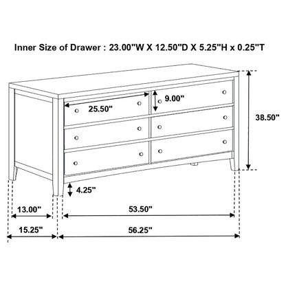 Wedgewood - 6 Drawers Dresser - Cappuccino