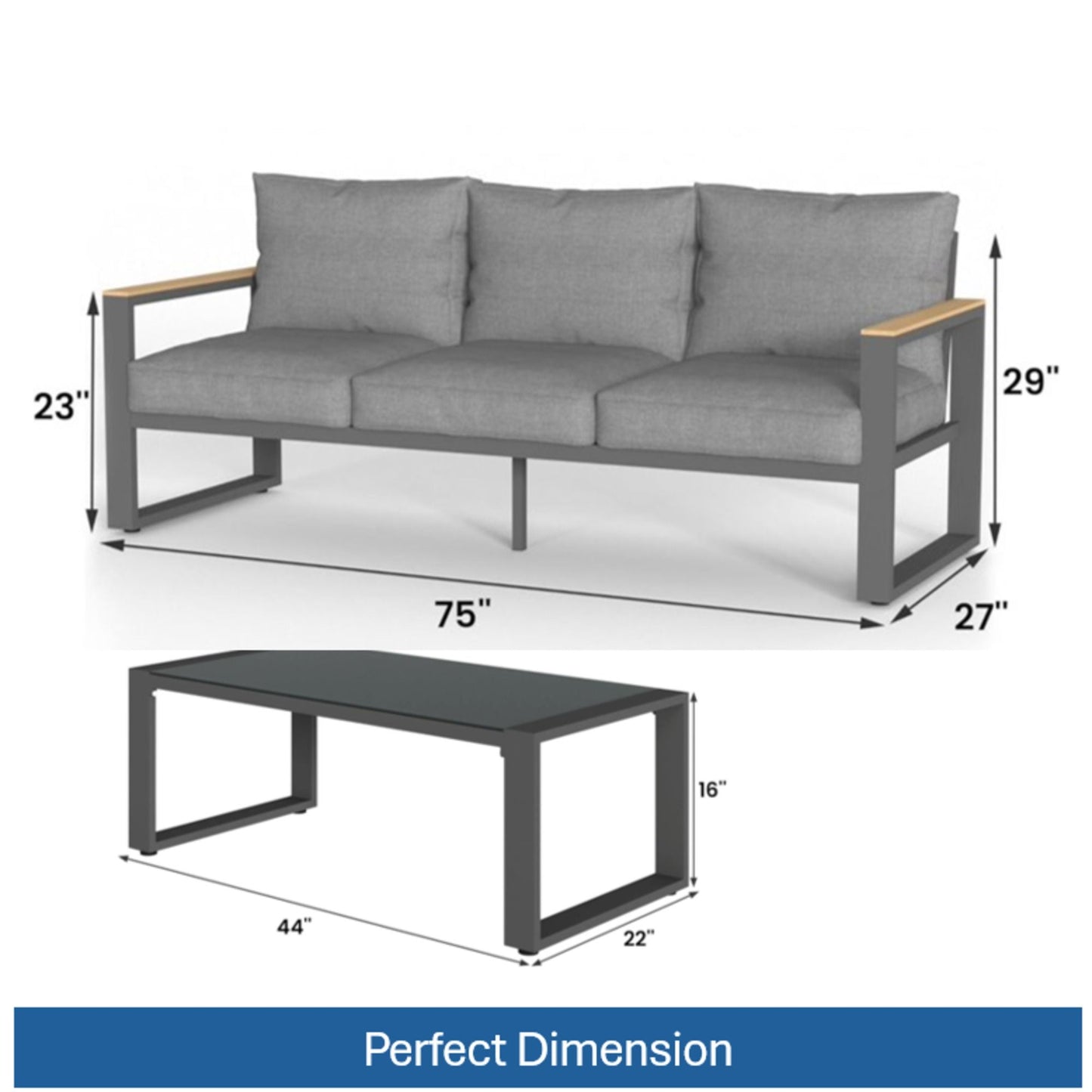 Modern Outdoor Sofa Set With Coffee Table