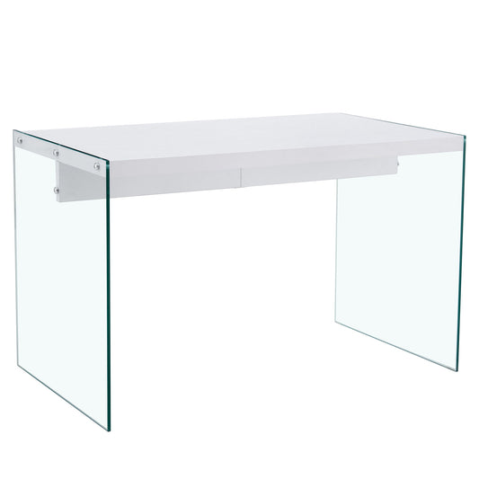Elegant And Clear Tempered Glass Coffee Table With Storage - White