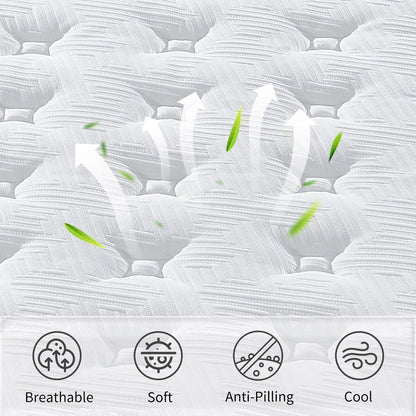 12" Hybrid Mattress Individual Pocket Spring, 7 Zoned Memory Foam