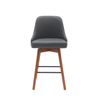 Sicily - Swivel Walnut Wood Faux Leather Stool