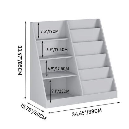 Bookshelf And Toy Storage Organizer, 4 Tier Bookcase With Display Stand For Playroom