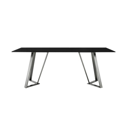 Cressida - Glass And Stainless Steel Rectangular Dining Room Table - Black / Brushed